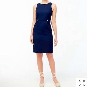 J Crew New Navy Blue Textured Midi Dress Sheath